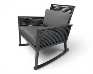 97 BlackAluminumOutdoorRockingChairwSunbrellaCushions