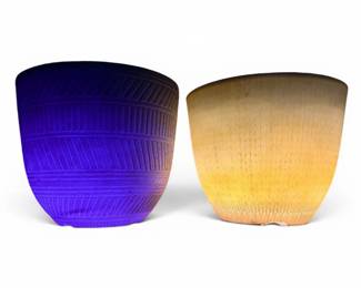 38 HandmadeSolarLightUpPurpleAmberResinPlanterPair