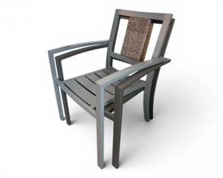 148 Setof2StackableAluminumPatioDiningChairswWickerDetail