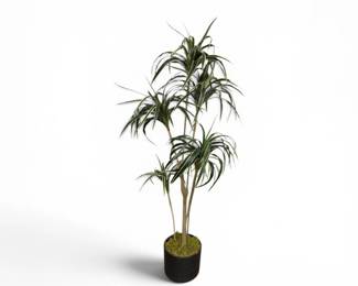 100 TallFauxTropicalTreewMultiStemTrunkinBlackPlanter76H