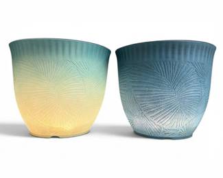 45 HandmadeOmbreAquaCoastalBlueSolarLightUpResinPlanter