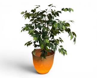 26 SolarLightUpTerracottaResinPlanterwFauxTree