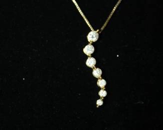 14K Gold and Graduated Diamond Necklace