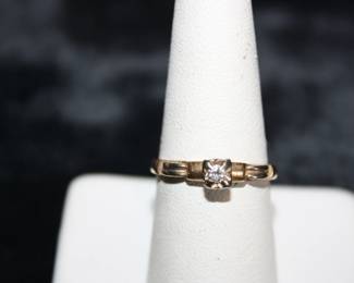 14K Gold Diamond Solitaire Ring