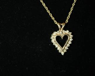 10K Gold chain with 10K Diamond Heart Pendant