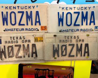 Texas radio operator 1985 license plates and Kentucky amateur radio 2012 license plate plates