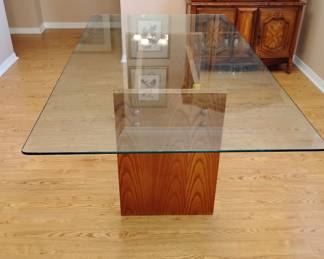 Glass Top Dining Table with Custom Pads