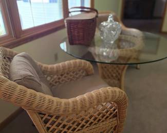 Wicker seating with glass table
