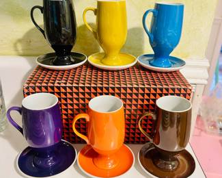 Demitasse/Espresso Cup & Saucer Set of 8 MCM Schmid by LaGardo Tackett Vintage