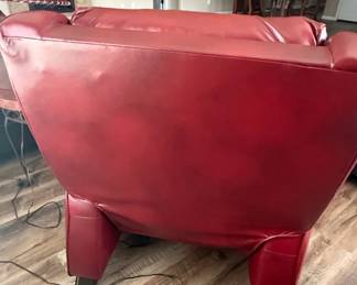 SoCozi Red Faux Leather Massage Recliner with Heat and Memory Settings