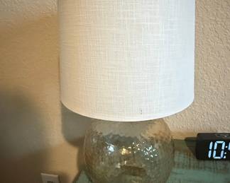 Hammered Glass Table Lamp with Linen Shade