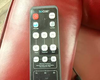 SoCozi Red Faux Leather Massage Recliner with Heat and Memory Settings