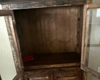 Cabana Rustic Cabinet with Glass and Louvered Doors