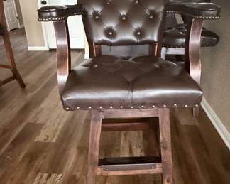 Western Axis Hide Tufted Leather Swivel Bar Stools