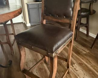 Rustic Bar Stool with Nailhead Trim