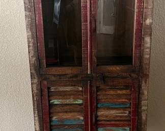 Cabana Rustic Cabinet with Glass and Louvered Doors