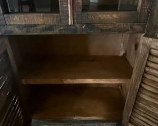 Cabana Rustic Cabinet with Glass and Louvered Doors