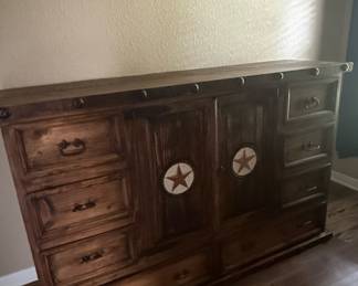 Rustic Pine Dresser with Texas Star Inlay