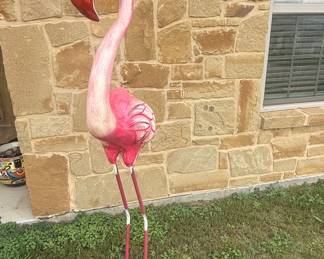Exhart Pink Metal Flamingo Statue, 29 Inch