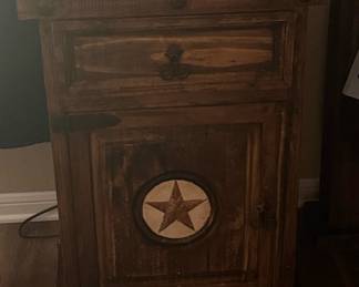 Rustic Lone Star Nightstand with Star Inlay