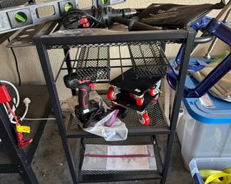 Rolling Tool Cart with Assorted Tools and C-Clamps