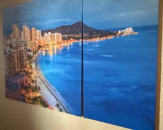 Waikiki Beach and Honolulu Skyline Multi-Panel Canvas Print
