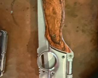 AK-47 Style Folding Knife with Wood Handle
