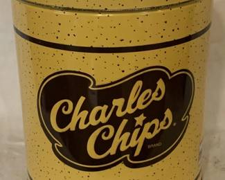 607 - Vintage Charles Chips Metal Tin - 8 x 10