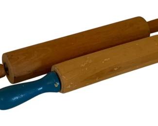 477 - 2 Wooden Rolling Pins 14.5 & 16" long