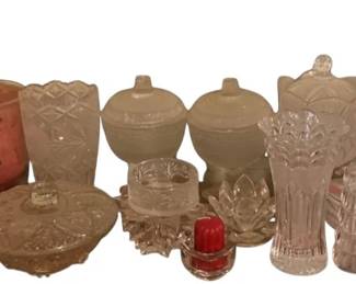 323 - Lot of Assorted Glass Compotes, Candles & More
