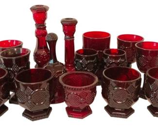 427 - Assorted Avon Red Glass Items
