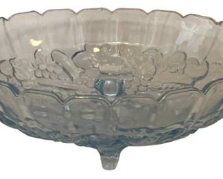 428 - Vintage Indiana Glass Ice Blue Garland Fruit Bowl. (Description): 8.5 x 12 x 4