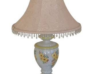 223 - Hand Painted Glass Table Lamp - 26" Tall (Description): Used as is electric/electronic/mechanical item. No guarantee all components, untested.