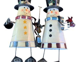 72 - 2 Metal Snowmen - 27 x 15 x 10.75