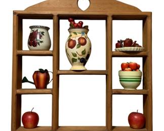387 - Wood Shelf w/ Contents - 22 x 22 x 3.5