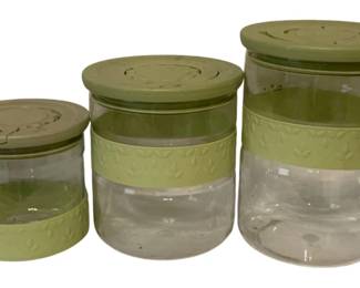 423 - 3 Plastic Canisters - 6, 8 & 9.5" tall