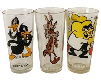 456 - 3 Pepsi / Looney Tunes Glass - 6.5" tall