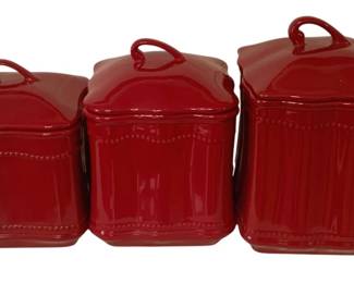 506 - 3pc Princess House "Pavillion" Canister Set (Description): 9, 10 & 11" tall