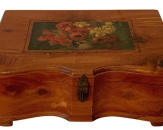 713 - Wood Trinket Box - 4.5 x 12 x 8