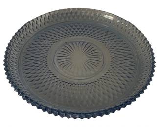 328 - Vintage Indiana Glass Blue Diamond Port Platter (Description): 12" round