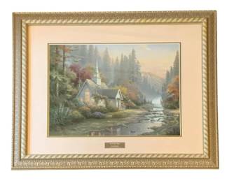 445 - Thomas Kinkade "The Forest Chapel" Framed Print (Description): 31 x 26 - Library Edition
