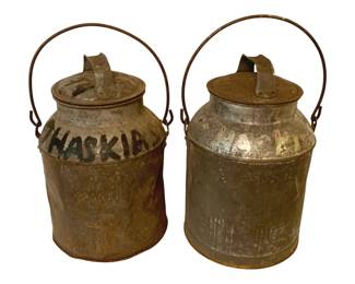 463 - 2 Vintage Metal Milk Cans - 18 x 8