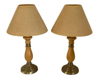 289 - 2 Wood/Metal Lamps - 18 Inches Tall (Description): Used as is electric/electronic/mechanical item. No guarantee all components, untested.