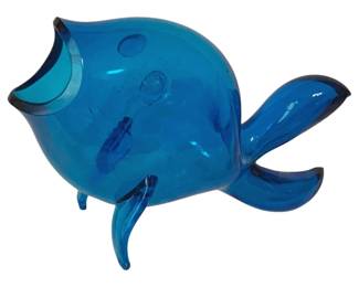 641 - Vintage Blenko Art Glass Fish (Description): 12 x 9 x 5