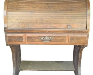 30 - Vintage Roll Top Desk - 42 x 31.5 x 21 (Description): As Is - Damaged