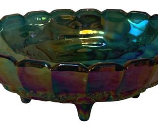 408 - Carnival Glass Footed Bowl - 12 x 9 x 4