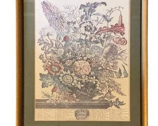 442 - Framed "August" Print - 19 x 15 (Description): The 12 Months of Flowers