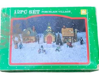 18 - 12 Pc Porcelain Village Set in Box