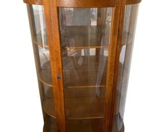 265 - Oak Curved Glass Curio Cabinet - 31 x 15 x 60