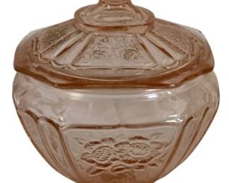 204 - Vintage Pink Candy Dish "Mayfair" Hocking Glass (Description): 8.5" tall
